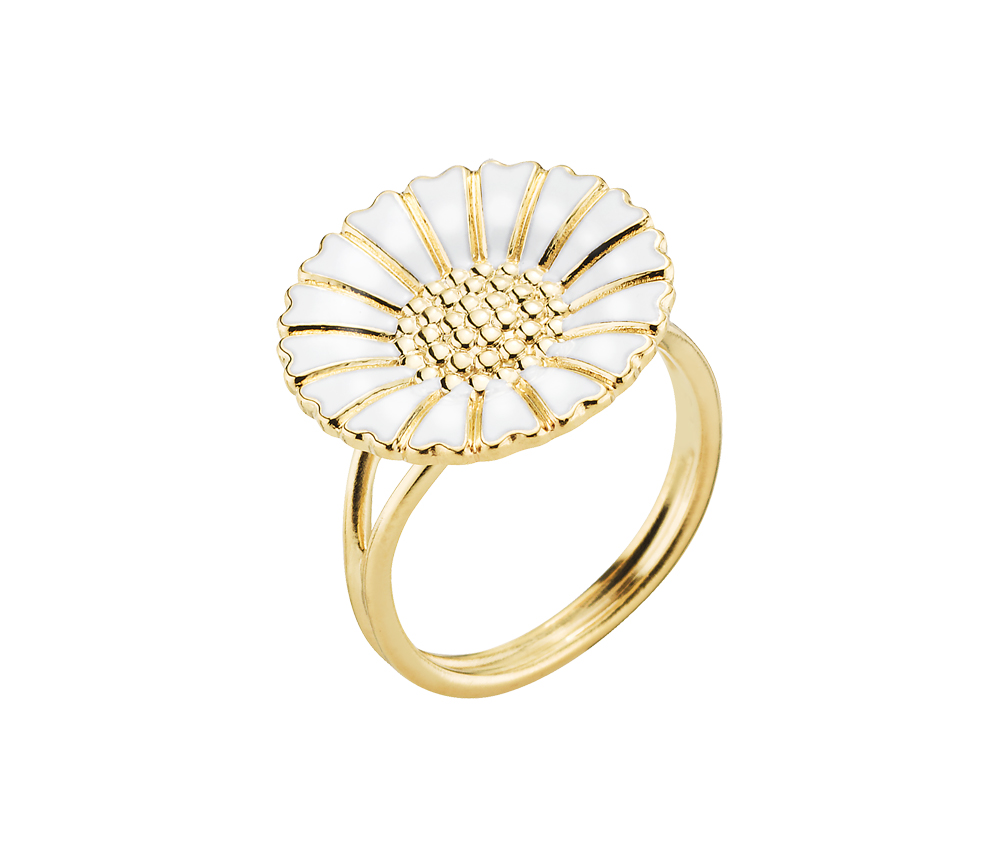Marguerit Ring 18mm 24 kt Forgyldt
